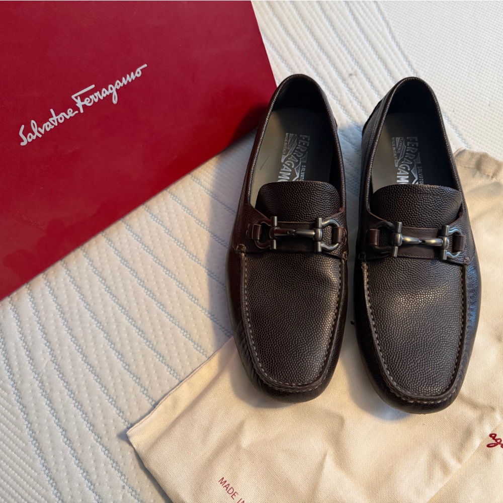 Salvatore Ferragamo Dark Brown Leather Loafers
